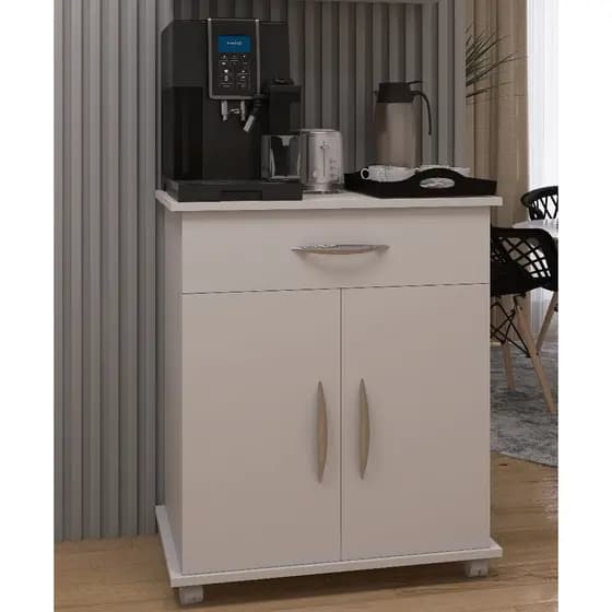 Balcão para Cafeteira com Gaveta e Rodinhas Multiuso Click Forte