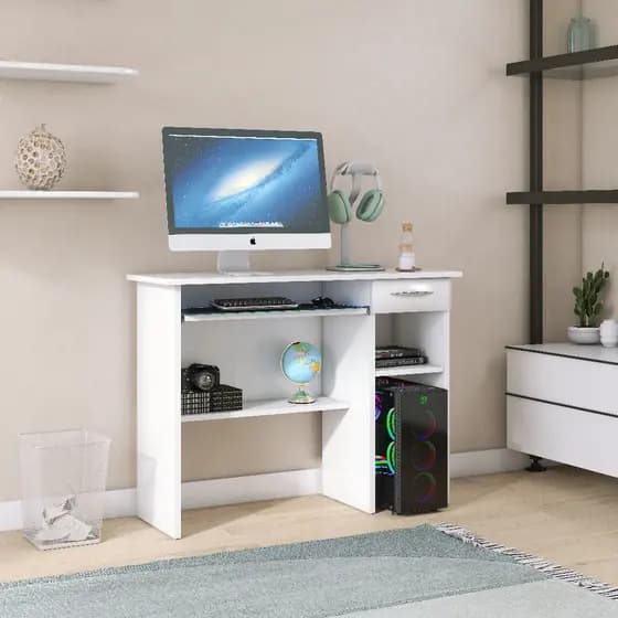 Escrivaninha Compacta com 1 Gaveta para Computador