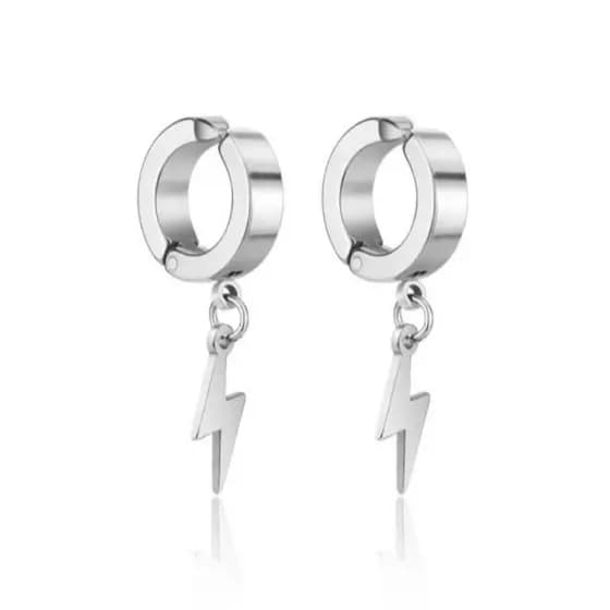 Brinco de Pressão Argola Masculino e Feminino em Raio Aço Inoxidável