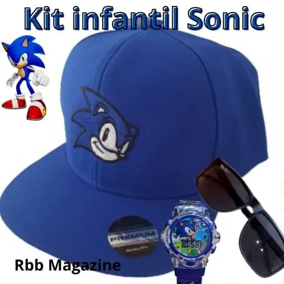Boné Sonic, Óculos e Relógio Musical/ Luzes do sonic kit infantil para meninos