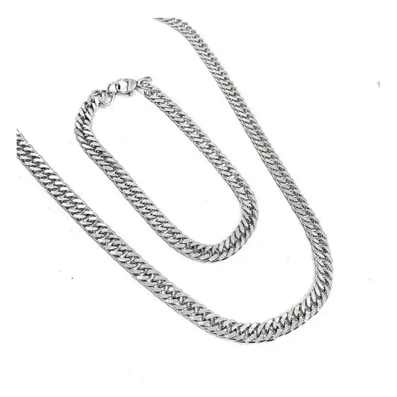 Corrente E Pulseira Masculina Grossa Aço Inox Cirurgico | Barato