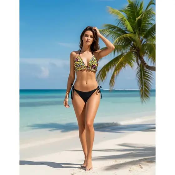 Praia Biquíni Feminino com Bojo, forrado busto cortininha tecido de lycra, Roupa de banho, moda praia
