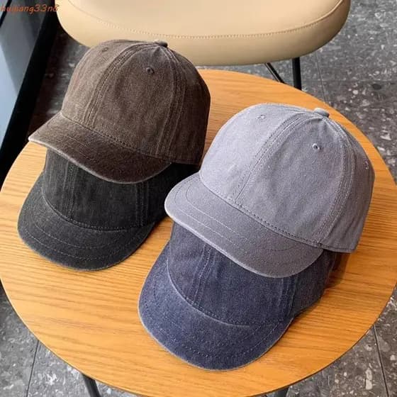 Boné De Beisebol De Aba Curta HUIJIANG , Chapéu De Pai Estilo Caminhoneiro Ajustável De Cor Sólida Pico De Hip Hop