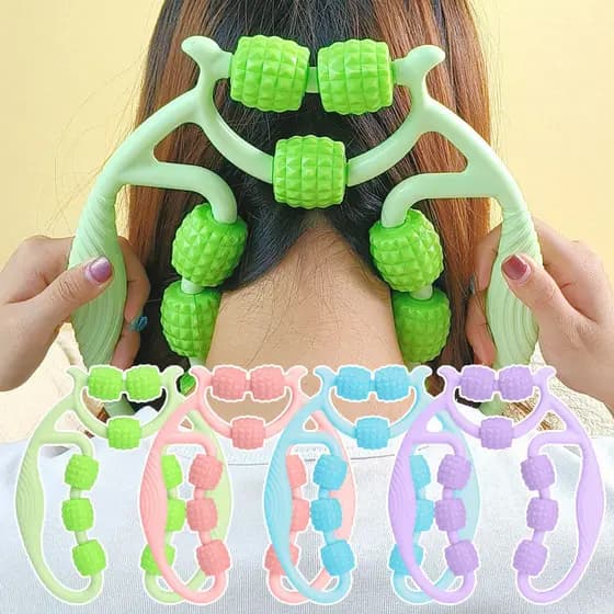 Braçadeira De Rolo Massageador Corporal Portátil De 9 Rodas-Para Coxa , Braço , Panturrilha , Pescoço-Modelagem De Perna