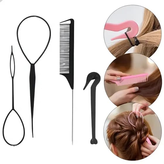 Kit 4/ pecas Acessório para Cabelo Penteado Coque Trança Agulha Mágica