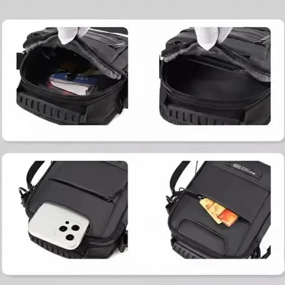 Bolsa Transversal Masculina Multifuncional Impermeável Mochila de Ombro e Mão 3 em 1 Slim