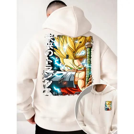 Moletom Masculino Grosso Dragon Ball Blusa Moletom Masculino Confortável Preto