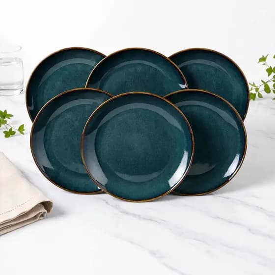 Conjunto com 6 Pratos Rasos Porto Brasil Orgânico Oceano Ø26,5Cm