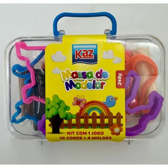 Massa de Modelar com 4 moldes -Kit Maleta