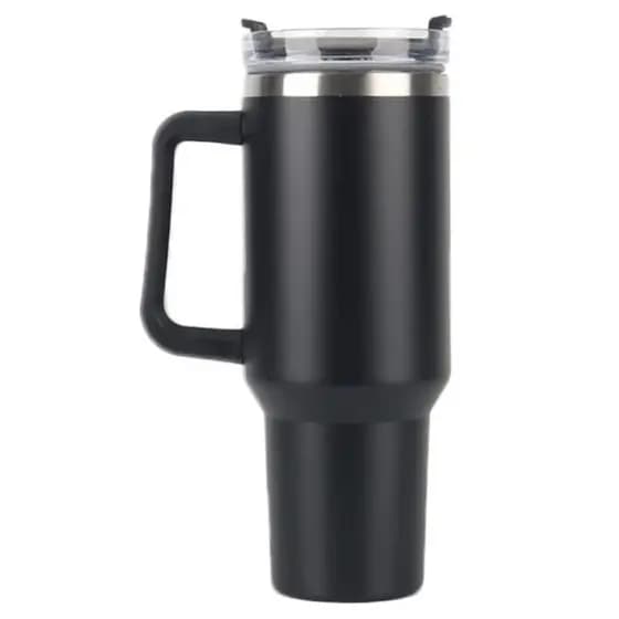 Copo Caneca (1200 ml) Térmica Inox com Alça e Canudo -Preto