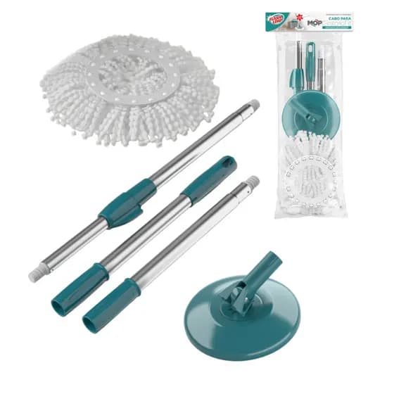 Cabo para Mop Giratório Fit Esfregão Flash Limp com Base e Refil Microfibra