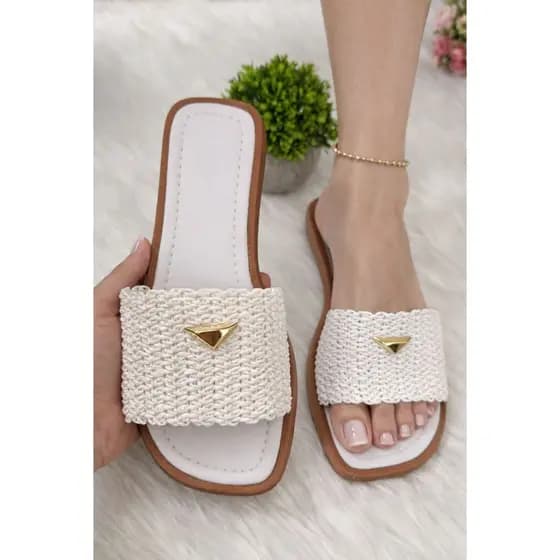 Sandália feminina papete FLAT RAFIA