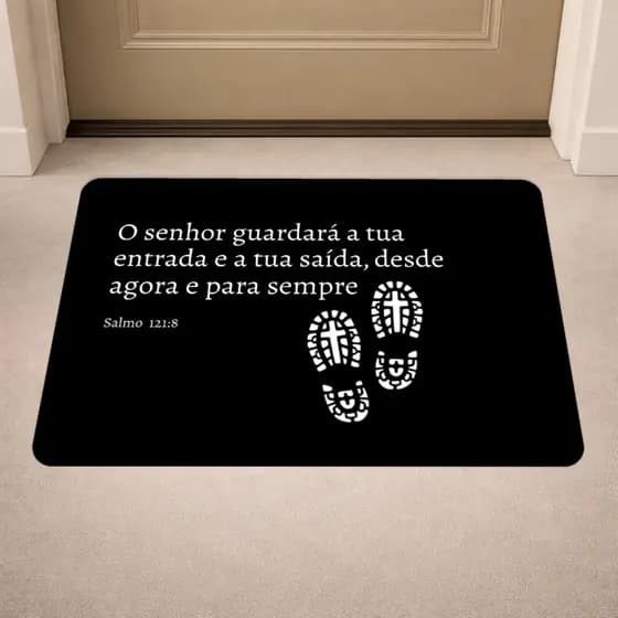 Tapete de Porta Antiderrapante Biblico, Oração, Cristão, Evangélico 40x60cm