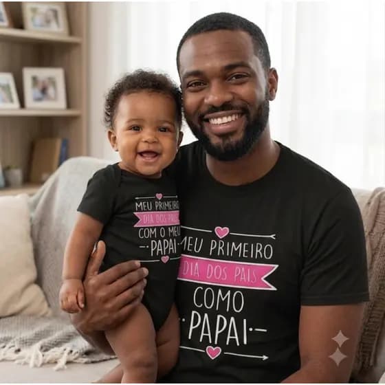 Kit Camiseta & Bory/Primeiro Dia Dos Pais/Com Filho e Filha/Primeiro Dia Do Pais Com Meu Papai/Menino