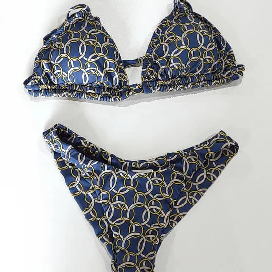 Conjunto Biquini Base Dupla Calcina + Cortininha Verão