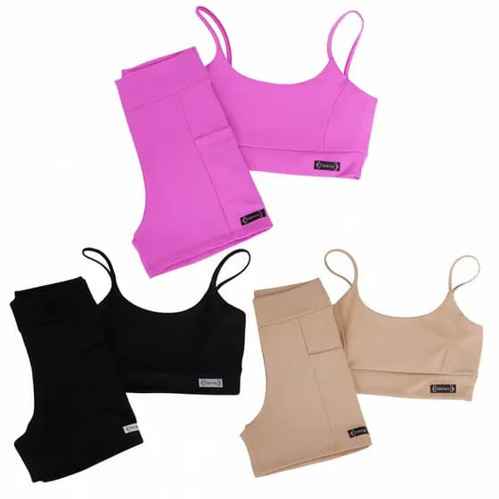 KIT 3 Conjuntos Fitness Poliamida Premium – Modela o Corpo, Alta Sustentação e Conforto Absoluto