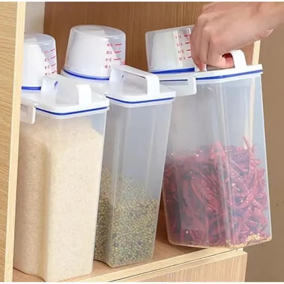 Pote Hermético Com Copo Medidor Bico Dosador Cozinha Mantimentos Lavanderia Multiuso 2L