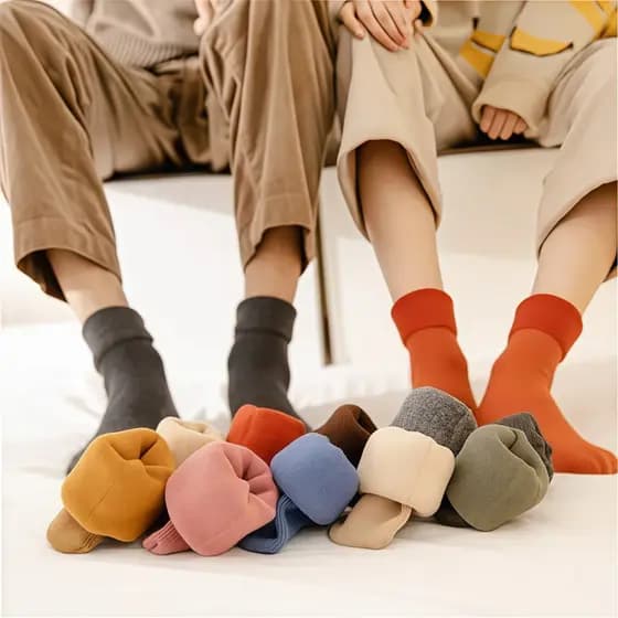 Kit C/ 03 Meias Grossas De Lã Térmicas Flexíveis Coloridas Femininas / Masculinas Casal De Inverno Lisa