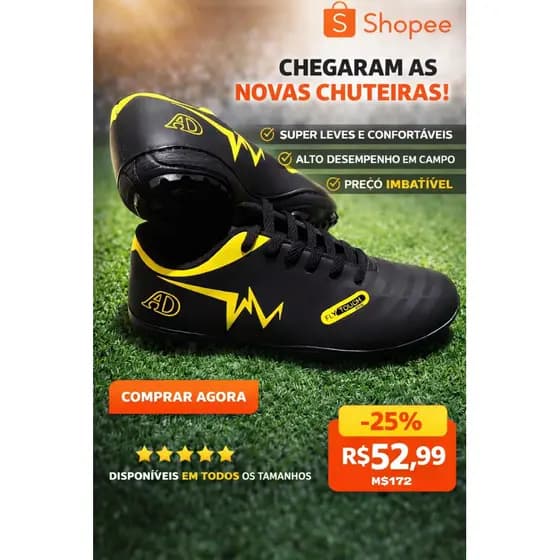 Chuteira de Futebol Chuteira de Society Chuteira de Campo Sintético Costurada Reforçada