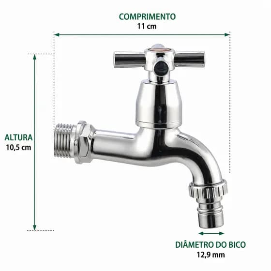 Torneira Multiuso Cromada Reforçada Para Tanque Pia Lavanderia E Jardim
