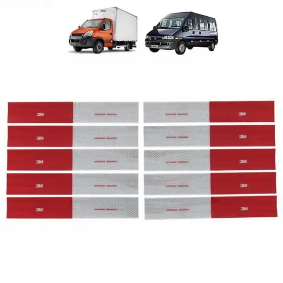 Kit 50 Unid Faixa 3M Refletiva Lateral Caminhão Truck Baú Tanque Carreta Ônibus Truck Van Adesivo