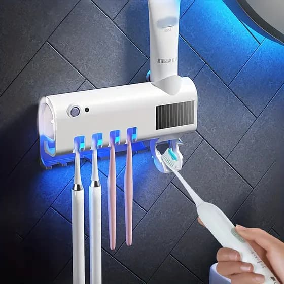Aplicador Pasta de Dente Suporte Dispenser Escova Automático Com Esterilizador Porta Escova