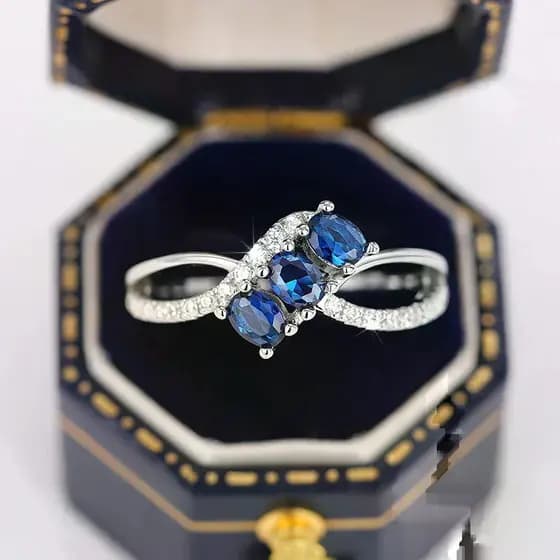 Anéis De Prata Esterlina 925 Graciosos Com Zircônia Cúbica Azul Brilhante Moda Requintada Joias De Noiva De Casamento Li