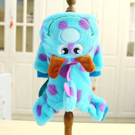Pijama De Cachorro Fofo Pok Dot Monster Hoodie Roupas Para Animais De Estimação Shih Tzu Soft Warm Plush F、