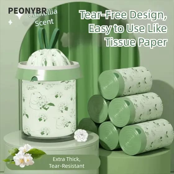 PEONYHOME 30/50/100 Unidades/Rolos Saco De Lixo Engrossado , Plástico Não É Fácil De Quebrar Com Cordão