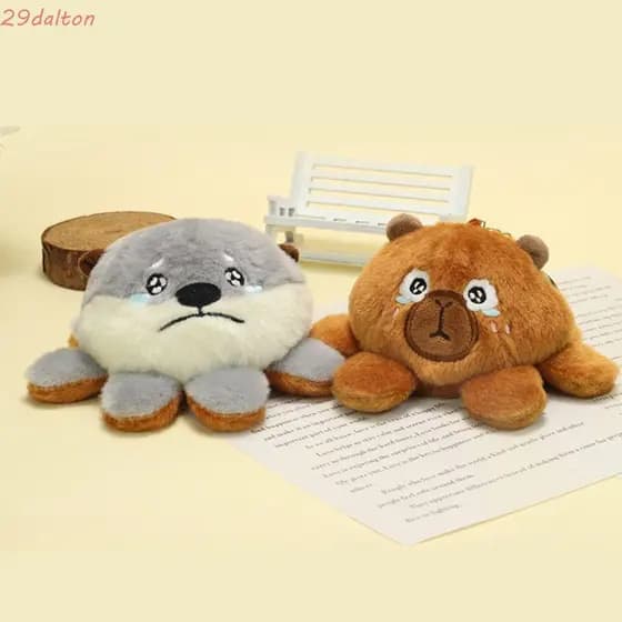 Chaveiro De Capivara Virado De Pelúcia DALTON , Fofo De Algodão PP , Dupla Face Ins Invertido Desenho Animado Boneca Pin