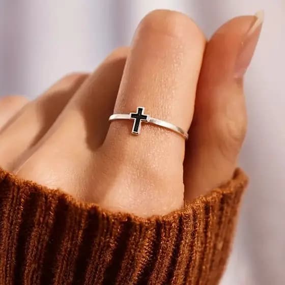 Monicoo anel de cruz de óleo de pintura de Metal feminino simples Design minimalista joias de gotejamento de óleo moda d