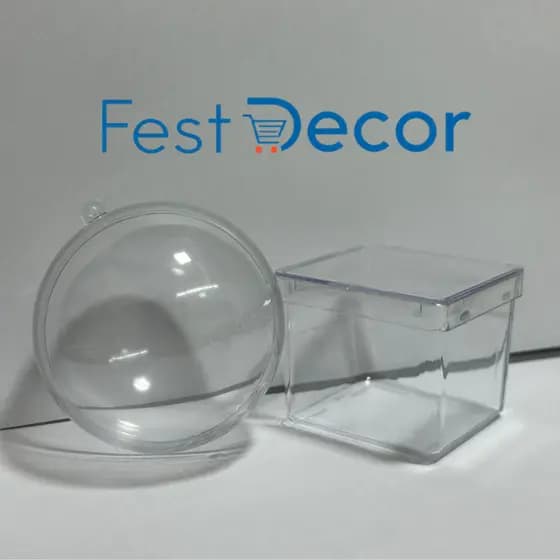 Kit 20 Esferas Acrilicas 6,5cm + 20 Caixinhas 5x5 para decoracao de festas e lembrancinhas