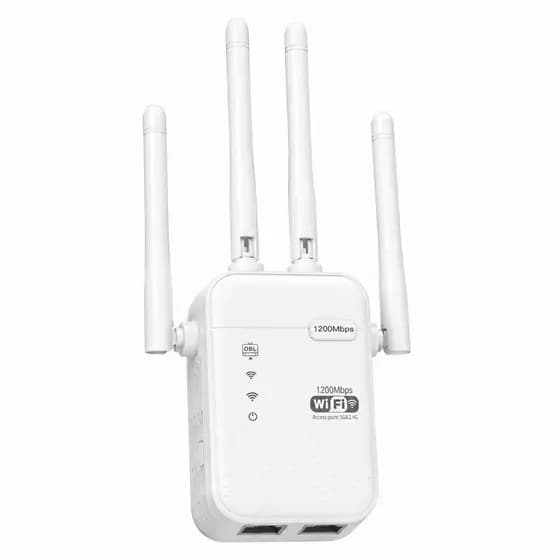 Extensor Sinal WiFi 1200Mbps Banda Dupla Repetidor 4 Antenas Cobertura Total 2.4G+5G Alta Potência Casa Grande Escritóri
