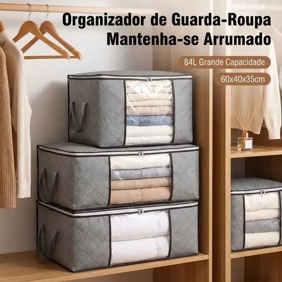 Saco Organizador Antipoeira com Visor Transparente, Capacidade Gigante para Edredom e Roupas