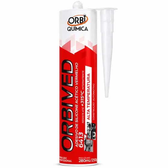 Adesivo Silicone Acético Orbived Alta Temperatura Vermelho 280ml 250g