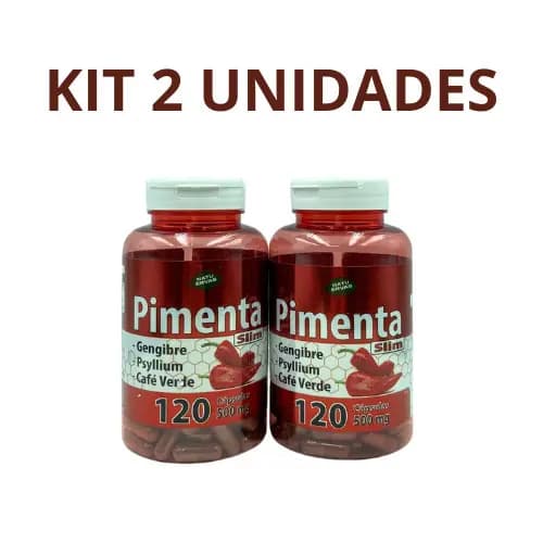 2 UN Pimenta Slin - Termogênico 100% Natural - 120 Cápsulas de 500 mg