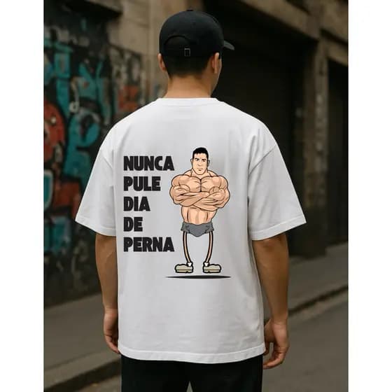 CAMISETA CAMISA OVERSIZED ACADEMIA ENGRAÇADA TREINO DE PERNA PRETO BRANCO UNISSEX TREINO MAROMBA TOP