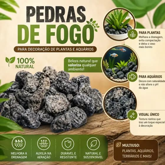 PEDRAS DE FOGO NATURAIS PARA PLANTAS E AQUÁRIOS