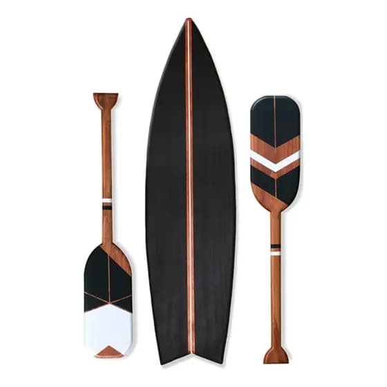 Kit 2 Remos + Prancha Decorativos em Madeira Pinus | Quadro Parede Quarto Sala Cozinha Náutico Rústico Decoração Praia