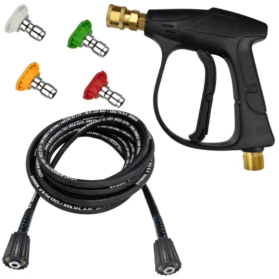 Mangueira Trama de Aço + Pistola com Bicos Coloridos Engate Rápido para Lavadora Wap e Karcher M22