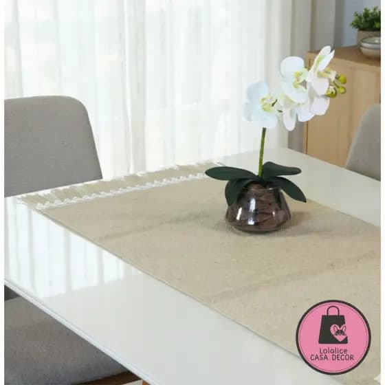 Caminho Trilho de Mesa 1 Peça Super Luxo Decorê 1.30m x 46cm Tecido Juta
