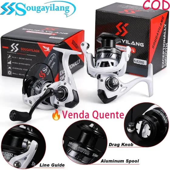 🔥Sougayilang💪2000-5000 Carretilha de Pesca 5.2:1 | 11+1 Rolamentos | Leve e Resistente Água Doce/Salgada Molinete Pesca