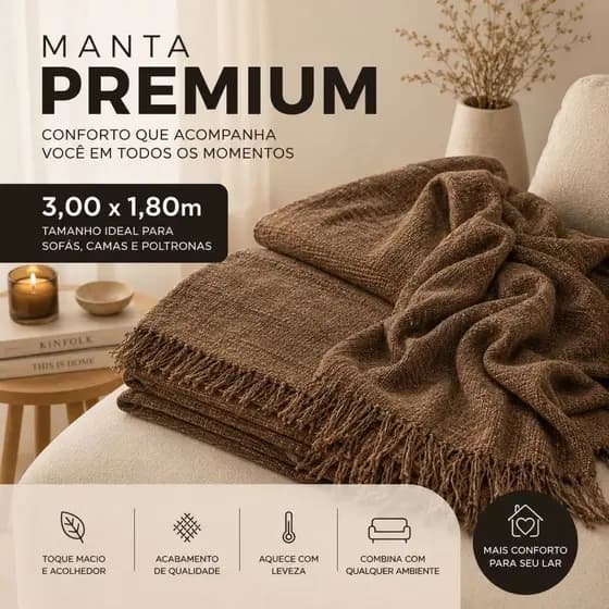 Manta Decorativa Luxo para Sofá 3,00x1,80m – Elegância, Conforto e Estilo Moderno para Sua Sala