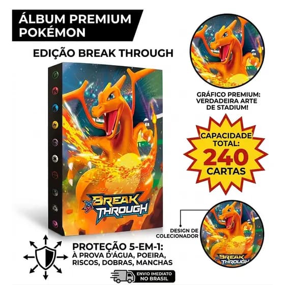 Porta Cartas Pokémon Álbum Colecionador 240 Unidades Premium Pokémon TCG Envio Imediato