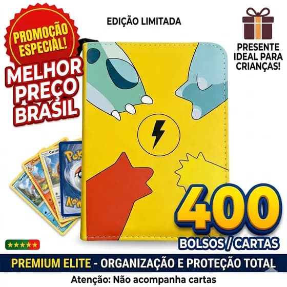 Álbum Pokémon Porta Cartas 400 Bolsos - O Presente Ideal Para Crianças e Colecionadores