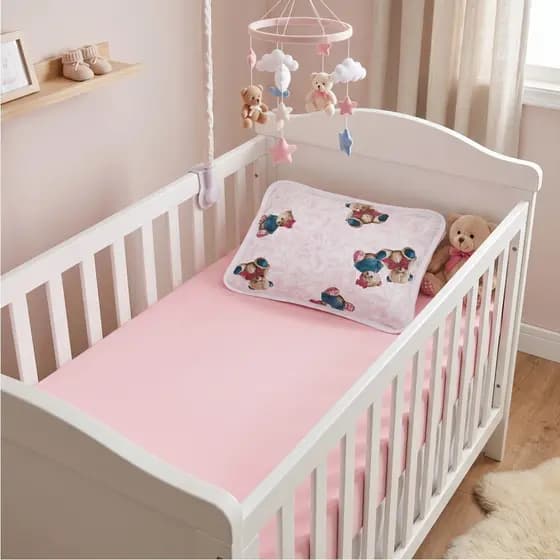 Kits Jogos Berço Padrão Americano Lençol Elástico Fronha Malha Algodão Menino Menina Rosa Azul