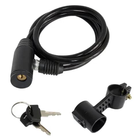 Cadeado GTA para Bicicleta Cabo de Aço 6mm x 1000mm Preto Com Suporte e 2 Chaves