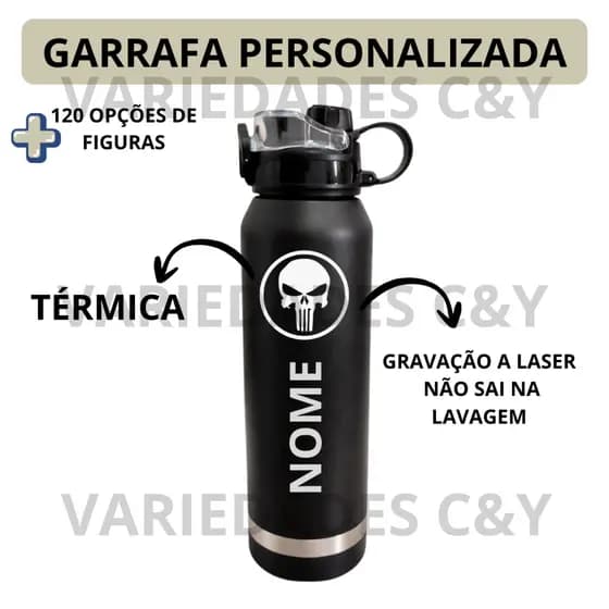 Garrafa Térmica 1200ml com Gravação a Laser Personalizada com Nome para Academia Trabalho Carro