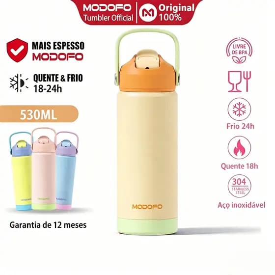 MODOFO 18OZ/530ML Garrafa Térmica De água Tumbler Grande Thermos Copo Termico Infantil