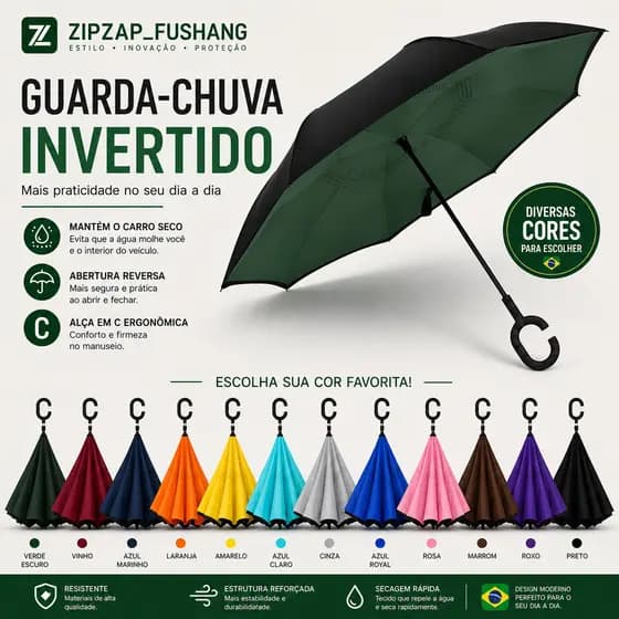Guarda Chuva Invertido Tecido Duplo Impermeável Reforçado Contra Guarda-Chuva Para Carro